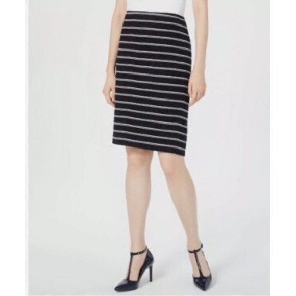Calvin Klein Dresses & Skirts - Calvin Klein Womens's Black /white Striped Pencil Knee Length Skirt Size Large